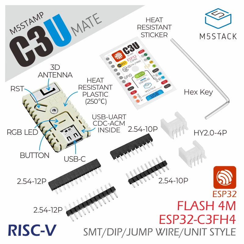 M5Stack - Oficjalny M5Stack M5Stamp C3U Mate z
