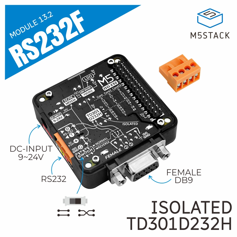 M5Stack - Oficjalny moduł RS232 M5Stack 13,2 ze
